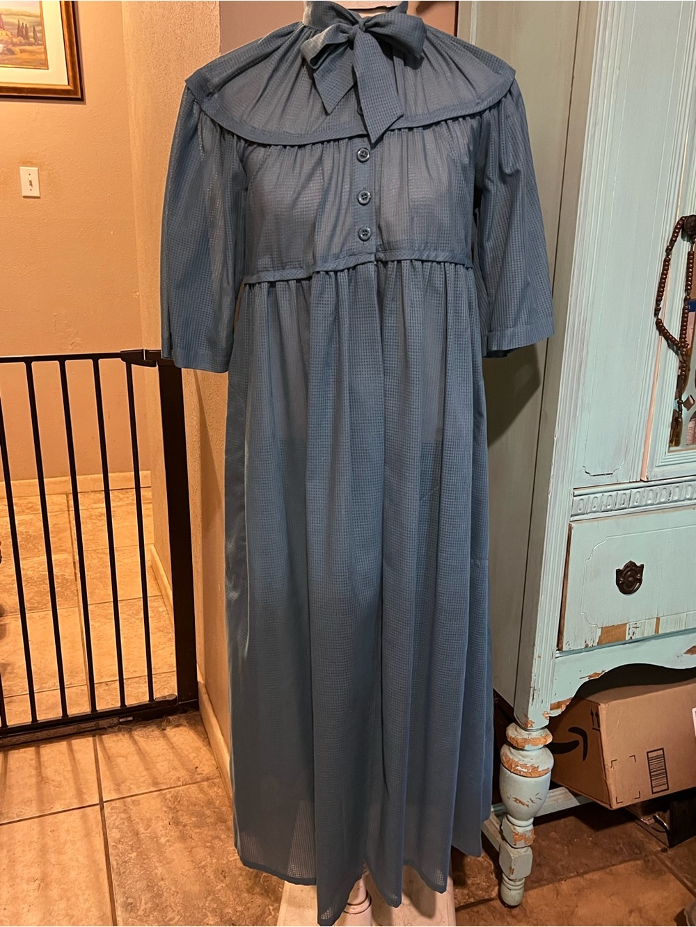 VTG 70’s m Dress Cottage Core  Prairie Boho Semi-Sheer Sz 6
